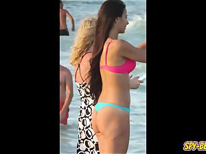 spycam Beach steamy Blue bikini g-string unexperienced nubile movie