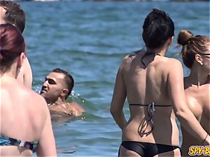 hefty mounds amateur bare-breasted nasty teenagers spycam Beach video